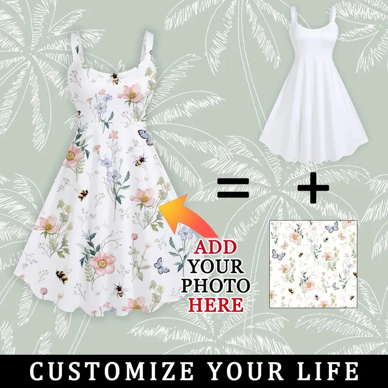 Vestido feminino de verão personalizado, adicione seu design personalizado, elástico, slim, vestidos suspensores, elegante, roupas sexy, festa, presente de aniversário