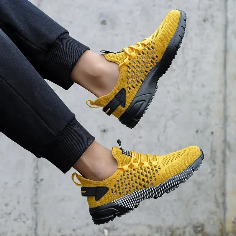 Men's Mesh Shoes Unique Grid Trend Design Breathable Comfortable Running Shoes Summer New Track Field Basketball Sports Shoes