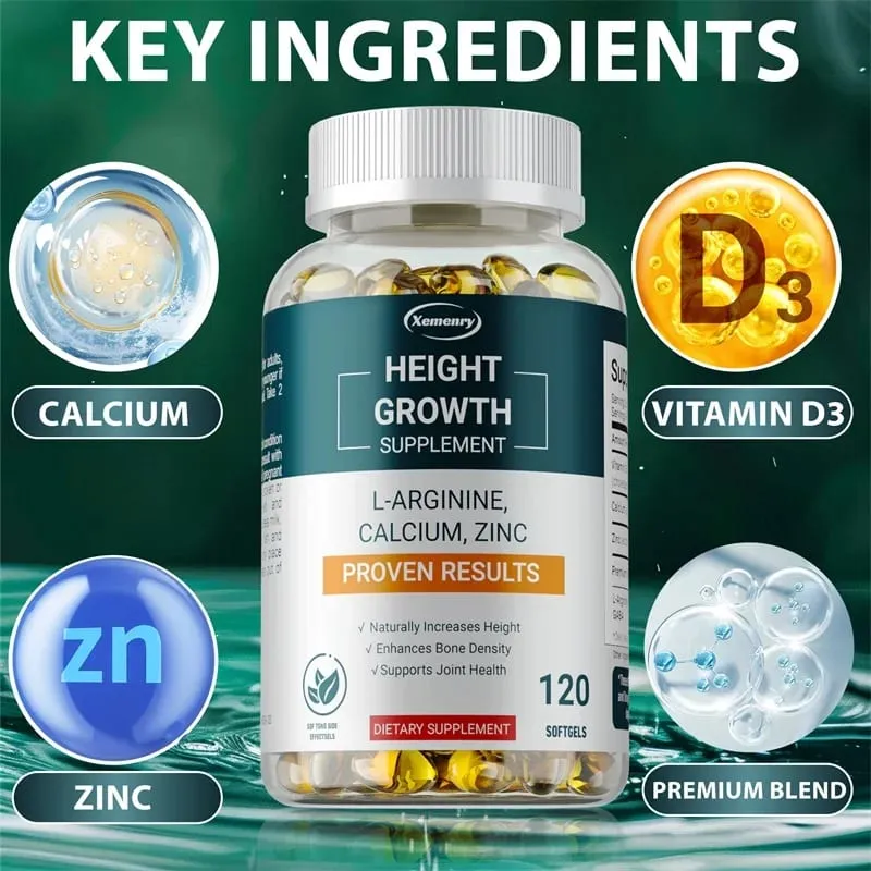 Suplementos para crescimento em altura - Fortalecimento ósseo e promoção do crescimento para crianças, adolescentes e adultos