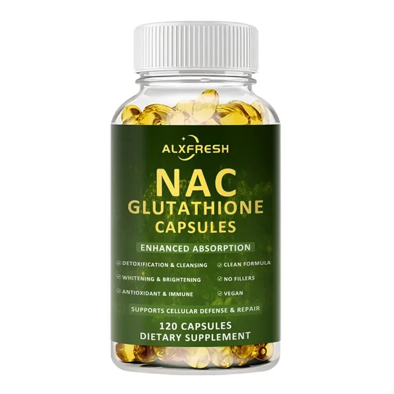 Complexo NAC + Glutationa Premium Detox e Reforço Antioxidante com Vitamina C | Suplemento de saúde do sistema imunológico para suporte ao fígado