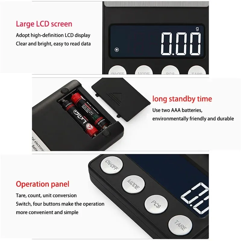 Digital Pocket Mini Scale Precision 0.01g LCD Jewelry Gold Diamond Accessories Gram Balance Weight Scales For Kitchen 1000g