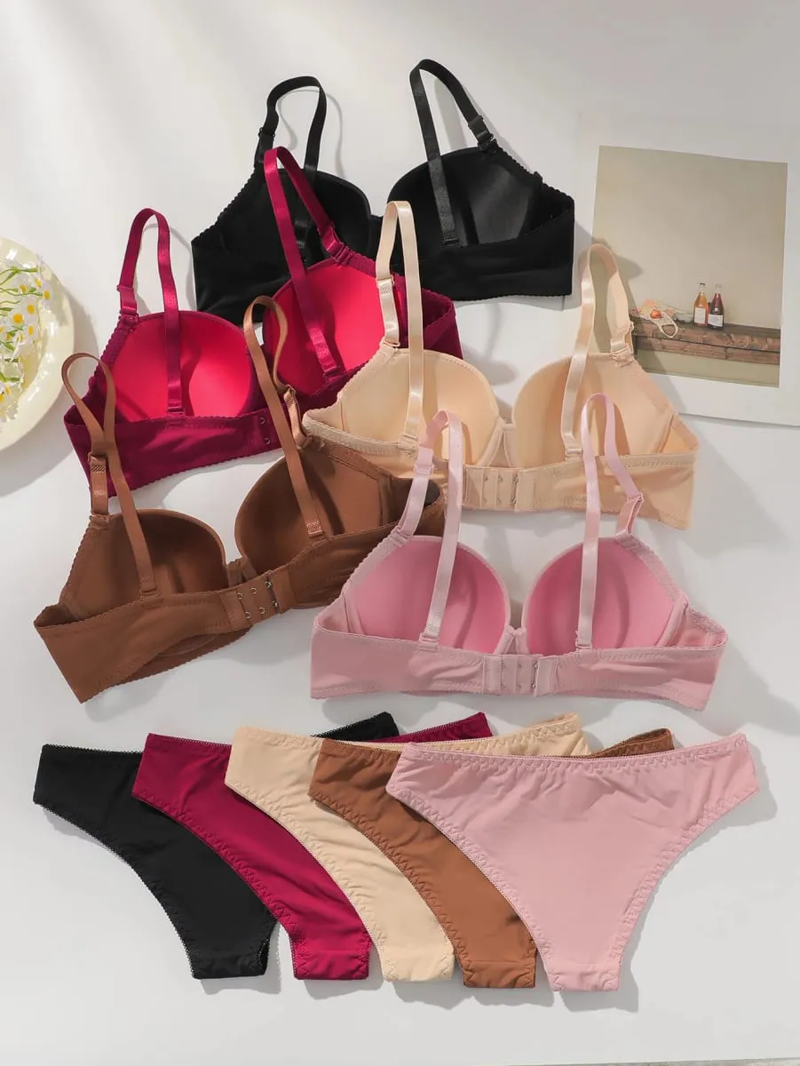 Conjunto de roupa íntima de 2 peças, cor sólida, multicolorido, diário, quatro estações, confortável para usar, lingerie sexy, 2611, venda imperdível