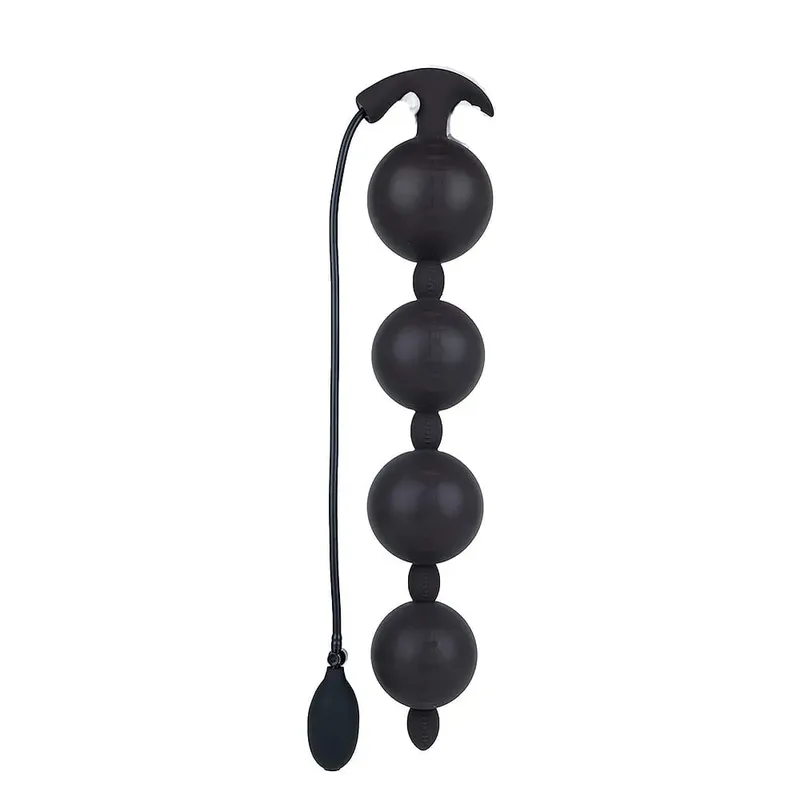Extra Long Inflatable Anal Beads Butt Plug Dildo Huge Silicone Adjustable Size Big Thick 4 Balls Bead with T-Base Adult Sex Toys