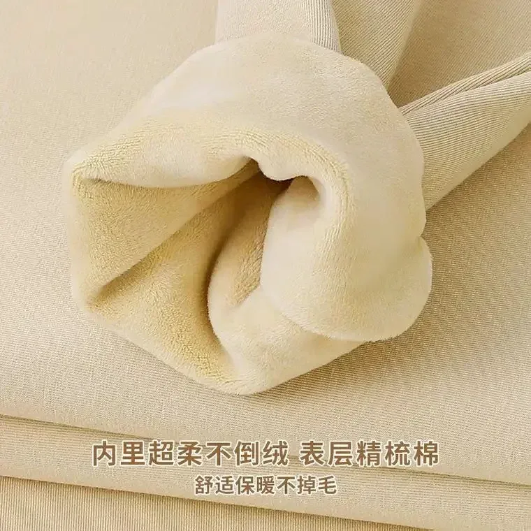 600G Cotton Plush Thickened Sweatshirt Thin Plush Heavyweight Solid Round Neck Sweater Autumn Winter Warm Sweater