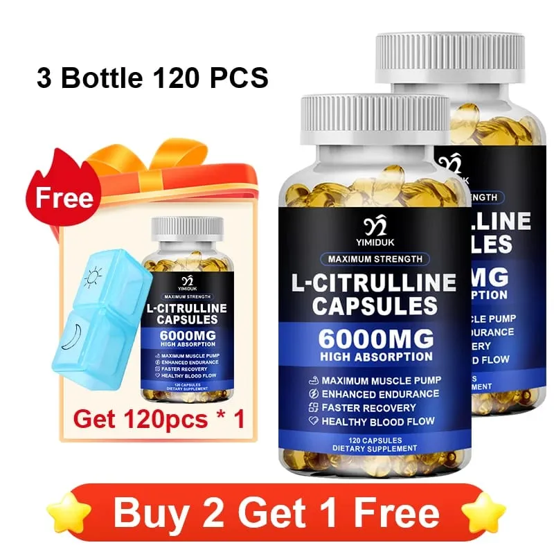 Cápsulas puras de L-Citrulina apoiam a circulação de energia, vitalidade, prolongam o treino, resistência e exercício, recuperação muscular