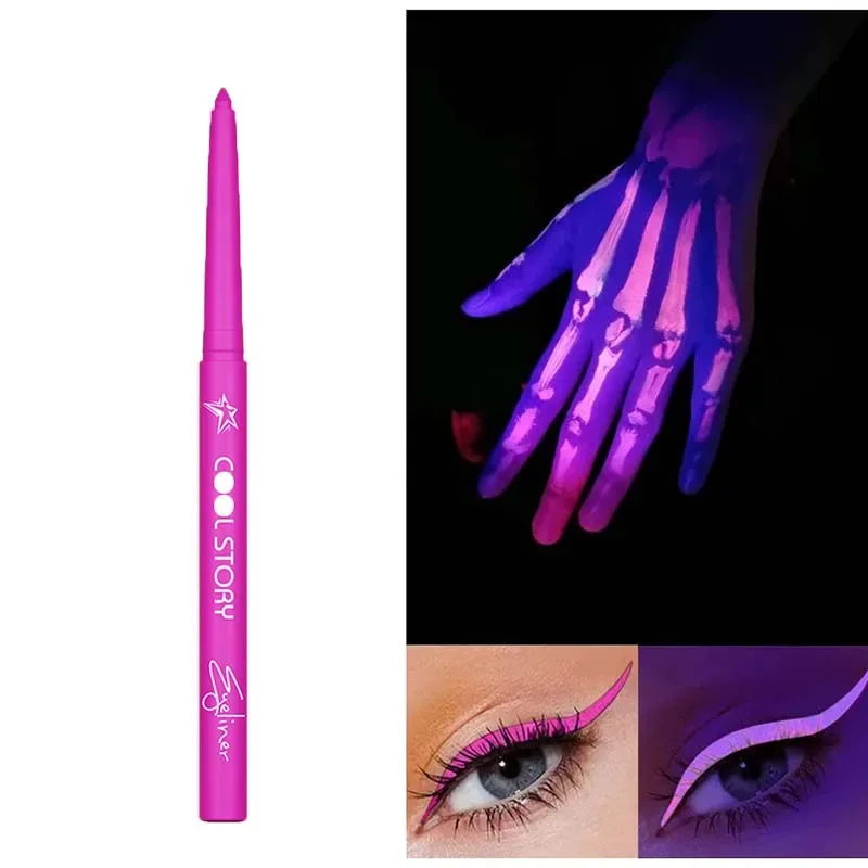 12 cores uv fluorescente delineador gel caneta à prova dwaterproof água secagem rápida neon colorido delineador branco azul roxo música festa maquiagem dos olhos