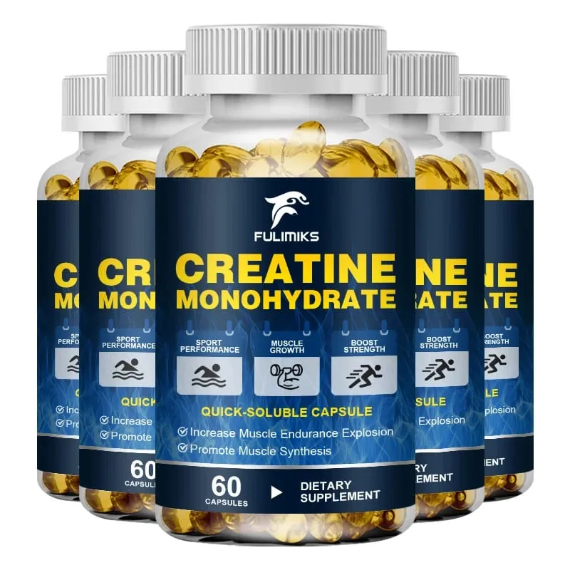 Cápsulas de monohidrato de creatina de alta potência 3000 mg apoiam o crescimento muscular, desempenho atlético, níveis de energia e academia diária