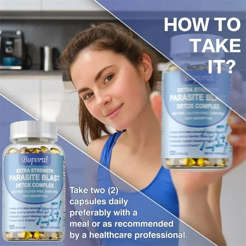 Complexo Parasite Blast Detox - Apoia a saúde intestinal Elimina parasitas Promove o metabolismo e aumenta a imunidade