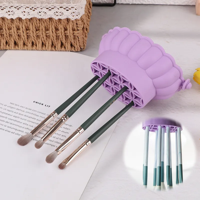 Escova de maquiagem de silicone, caixa de limpeza, tigela de lavagem, maquiagem, ovo, prateleira de secagem, ferramenta para lavar pó, esponja, escovas de armazenamento, purificador