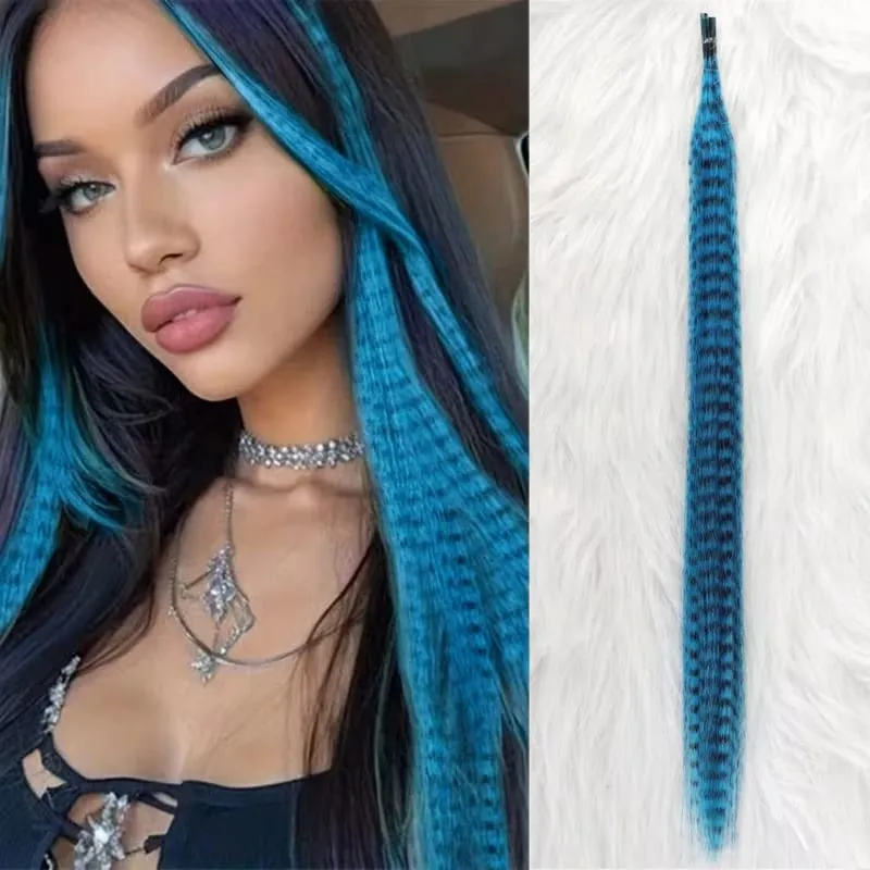 10-Piece Rainbow Synthetic Feather Extensions Multicolor 16-Inch Hair Add-ons Suitable for Women