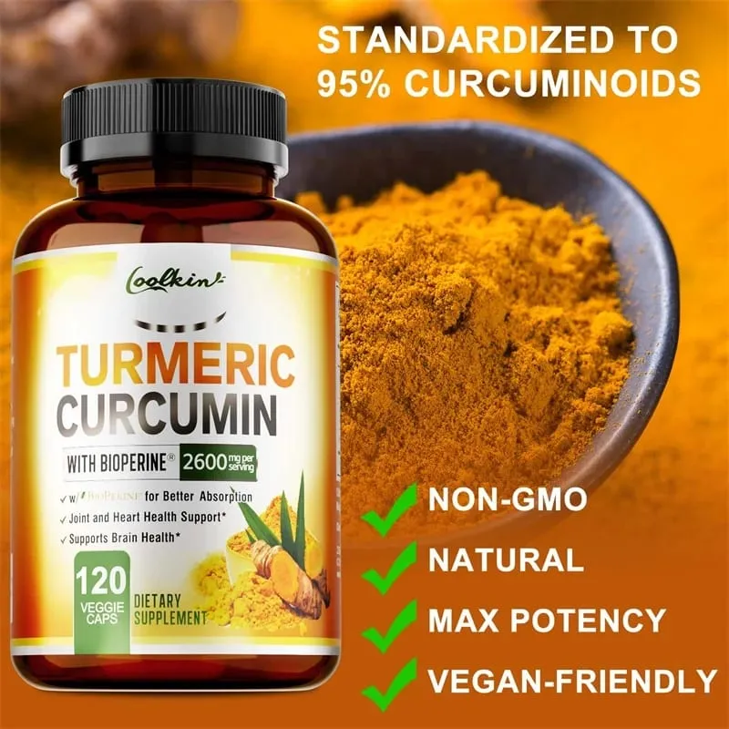 Turmeric Curcumin Capsules Contains 95% Curcumin Energy Supplement Support Bone Joint Health Anti-inflammatory Antioxidant