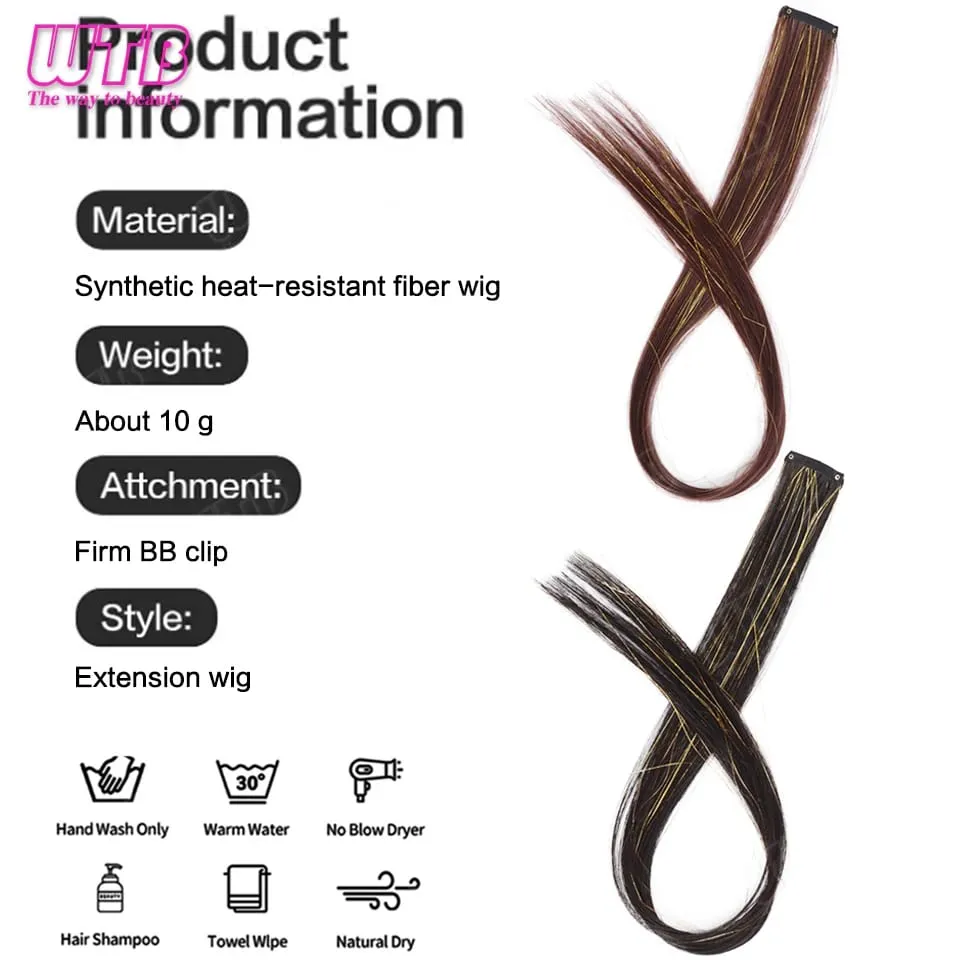 Peruca de extensão de cabelo sintético bb clip estilo destacado laser seda peruca de extensão de cabelo reto adequado para uso diário feminino