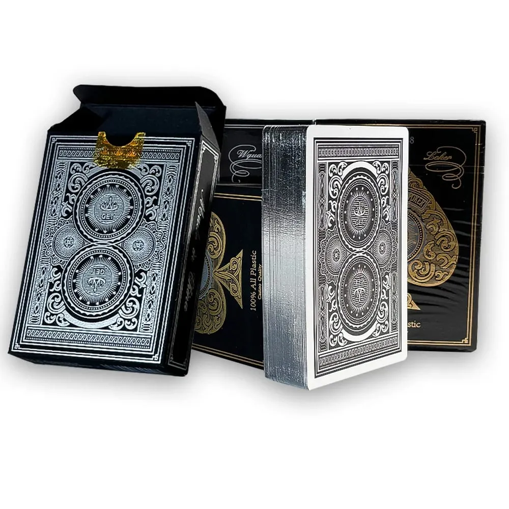 Cartas de jogo de pôquer duráveis, à prova d'água, de plástico pvc, borda dourada, prateada, grande personagem, baralho de cartas para festas