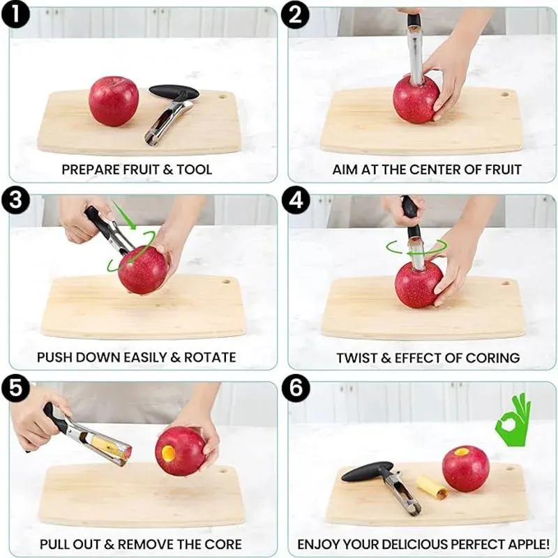 1pc de alta qualidade aço inoxidável cozinha apple core ferramenta máquina corte frutas afiada fácil de usar e limpo e durável