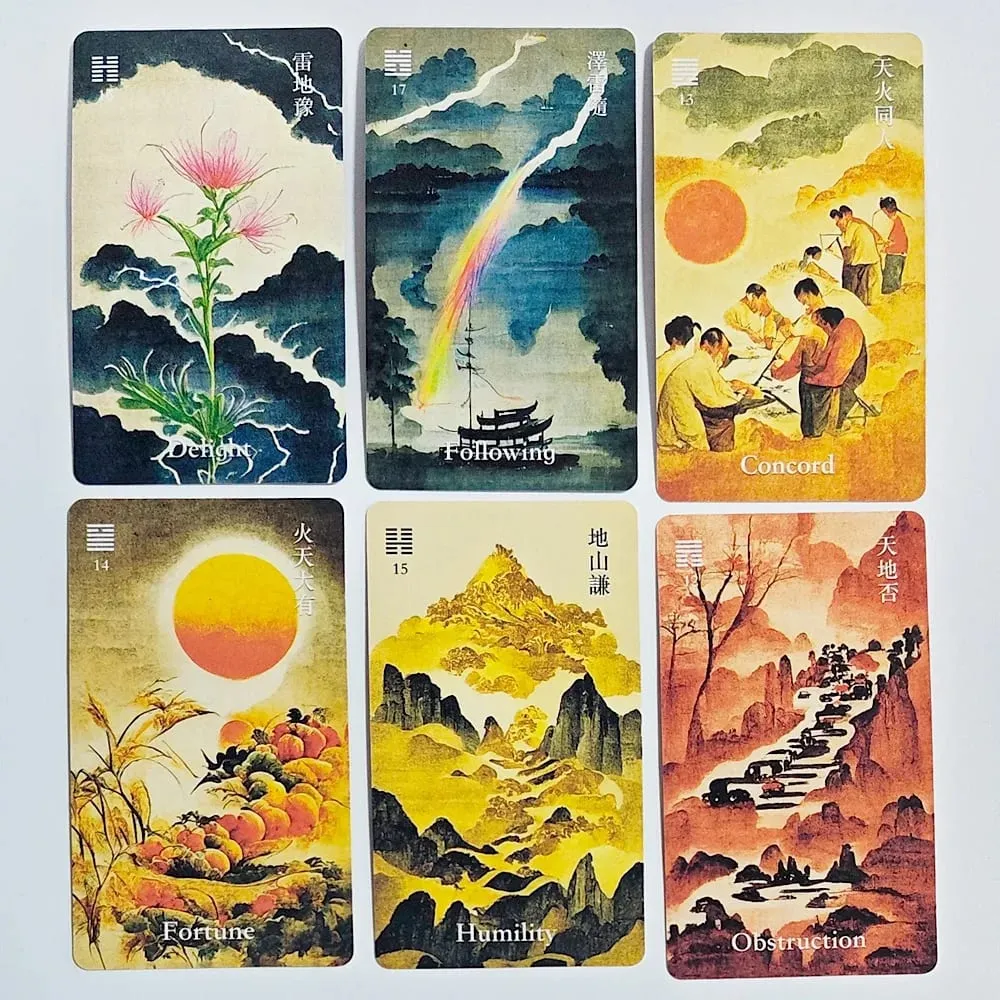 64 cartões i-ching oracle deck tinta tradicional estilo arte ferramenta de adivinhação chinesa para orientação espiritual e meditação 10.3*6cm — image 3