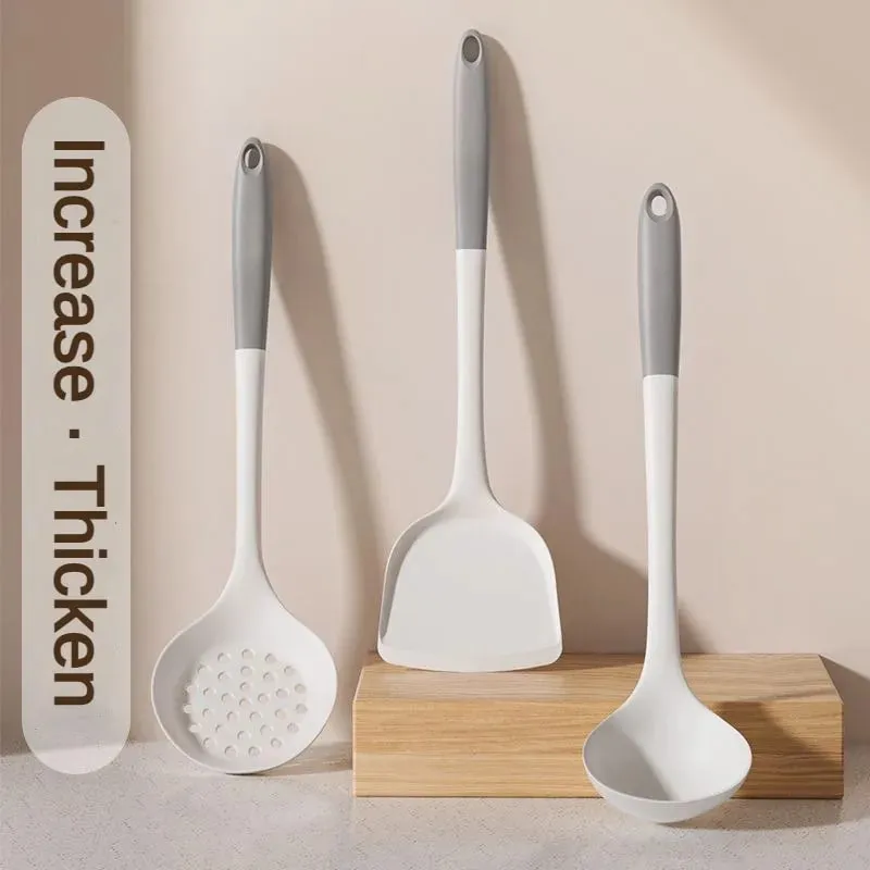 1/2/3/4 conjunto cinza branco silicone espátula colher de sopa conjunto panela antiaderente ferramentas de cozinha kit de cozinha