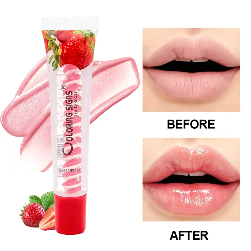 Fruity Lip Gloss Strawberry Blueberry Shiny Lip Oil Moisturizing Plumping Shimmer Lip Makeup Hydrating LipstickFor Girls