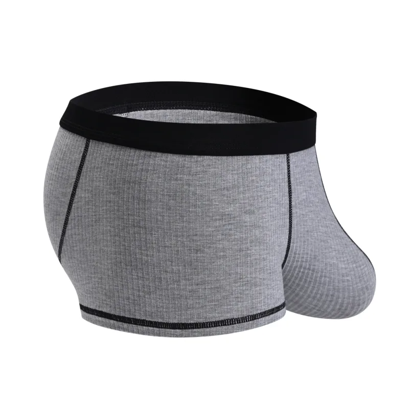 Cueca boxer masculina grande, bolsa escrotal, estiramento sólido, cintura baixa, respirável, bolsa de cornete em u, tronco confortável