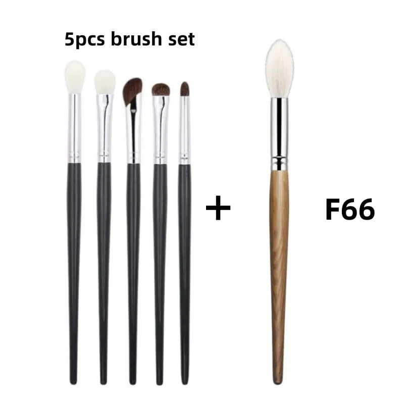 Conjunto de pincéis para sombra, cabelo natural, 5 peças, pincéis de maquiagem, ferramentas de beleza
