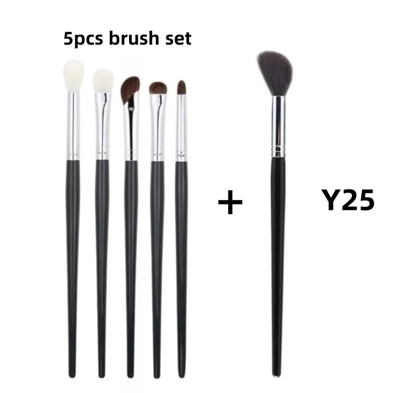 Conjunto de pincéis para sombra, cabelo natural, 5 peças, pincéis de maquiagem, ferramentas de beleza