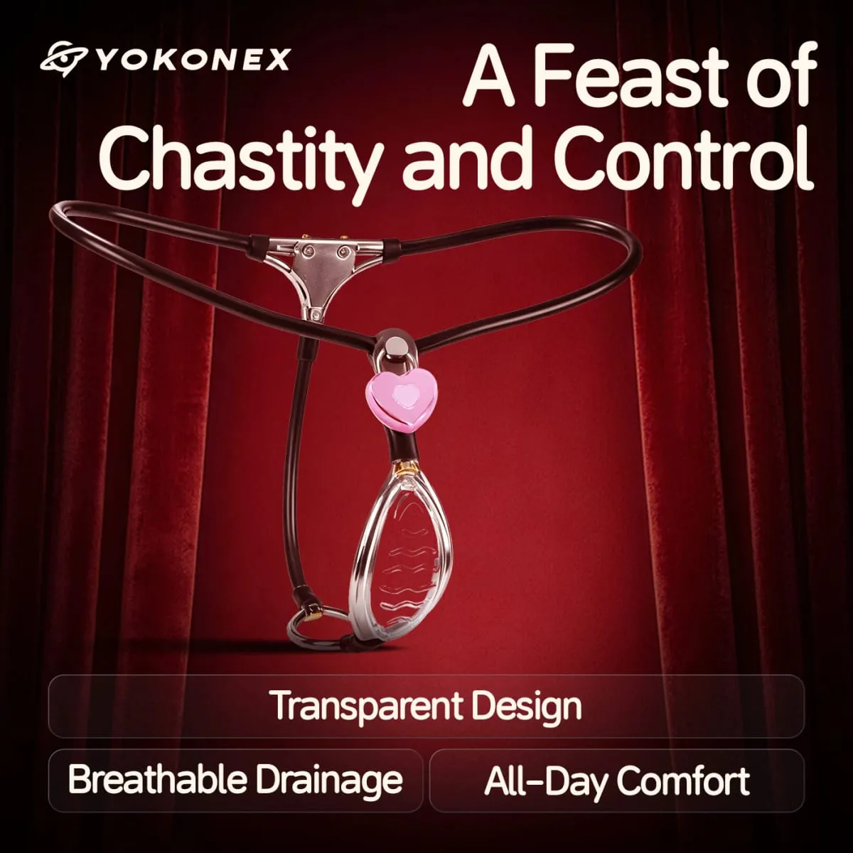 YoKoNex Transparent Female Chastity Belt Lightweight Panties Black Emperor Chastity Belt Lock Fetish Adult Sex Toys