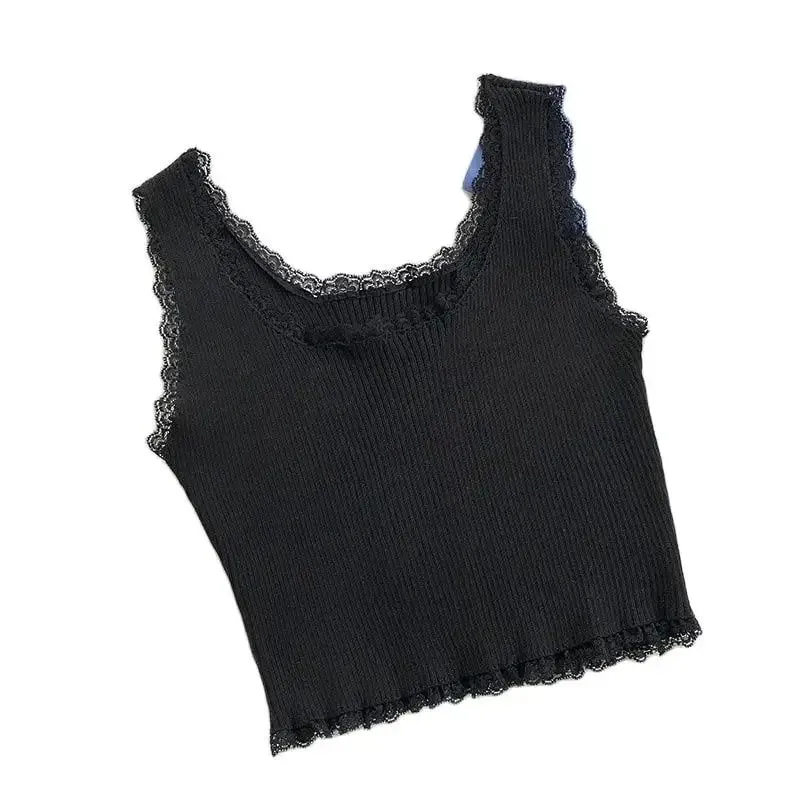 Regatas femininas simples rendas até colheita tanque superior para mulher básico sólido sexy colheita topos pescoço quadrado simples colheita topos