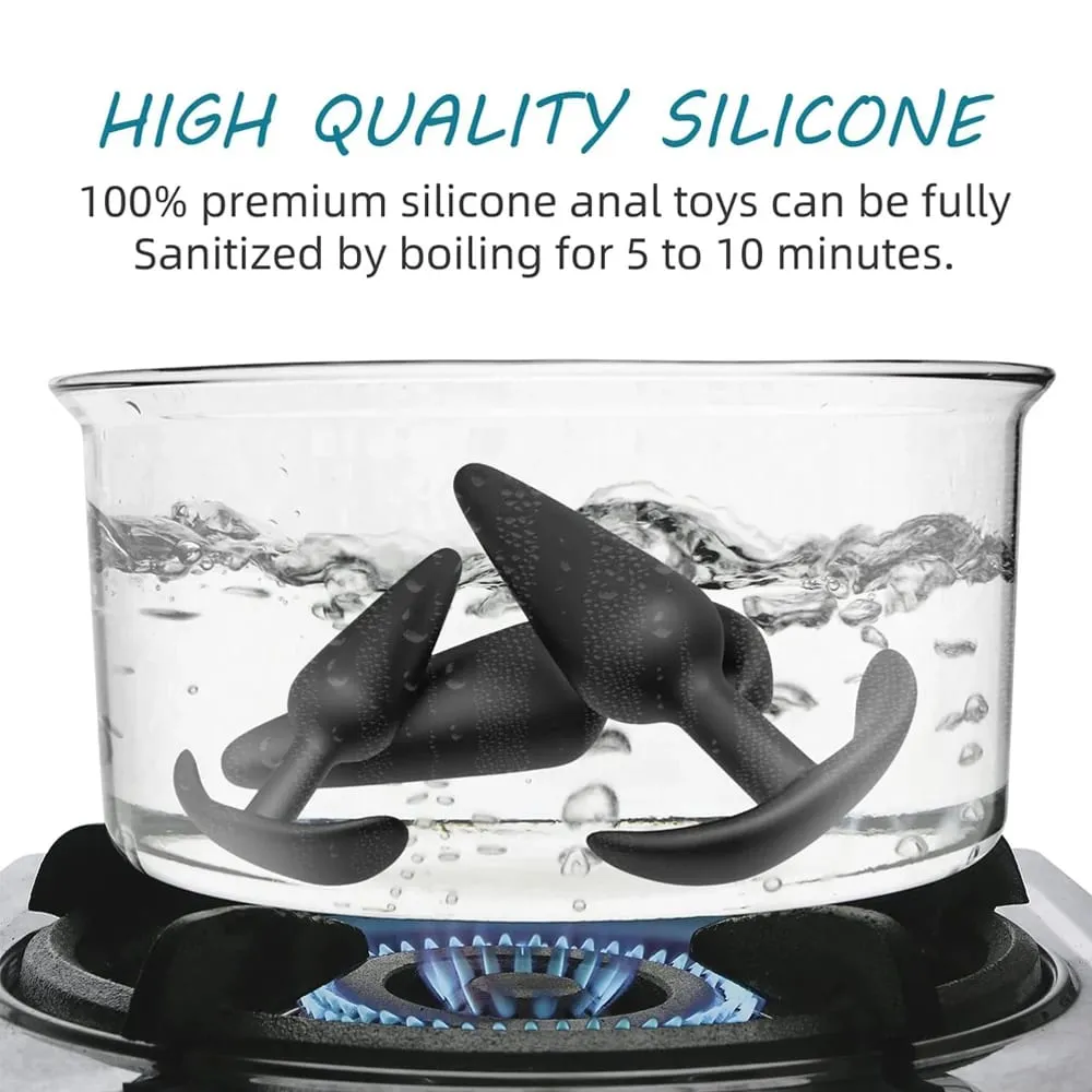 Plugue anal de 3 tamanhos diferentes, plugue anal de silicone macio, estimulador, brinquedos sexuais adultos para homens/mulheres, massageador de próstata, treinador anal