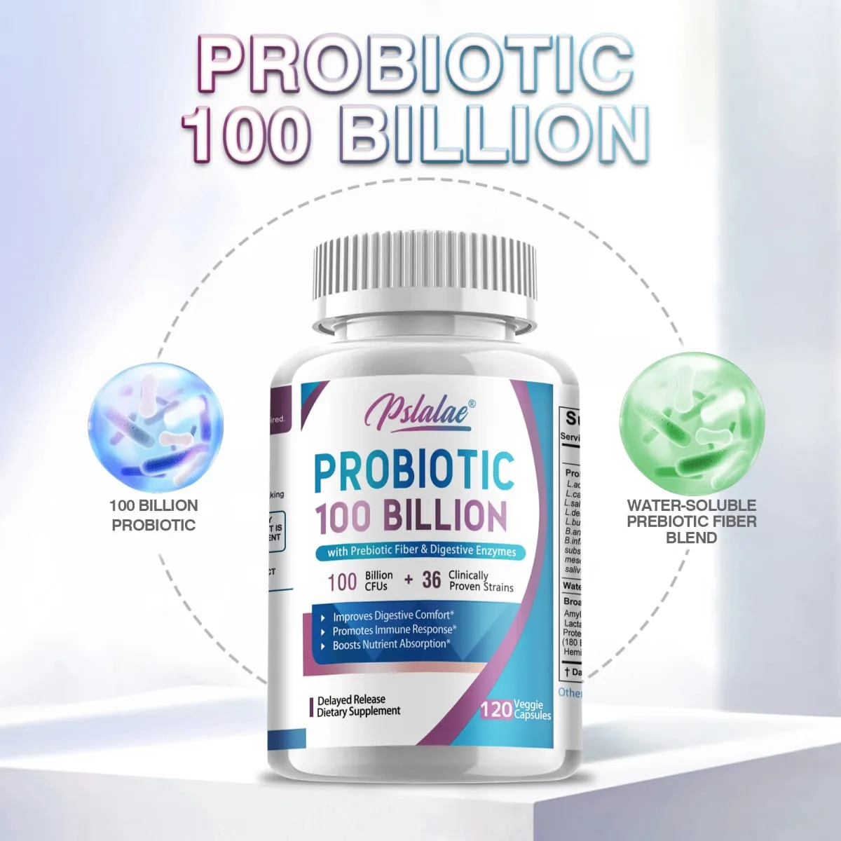 Probiotics 100 Billion - Help with Intestinal Health Nutrient Digestion Weight Management Bloating Relief Calorie Control