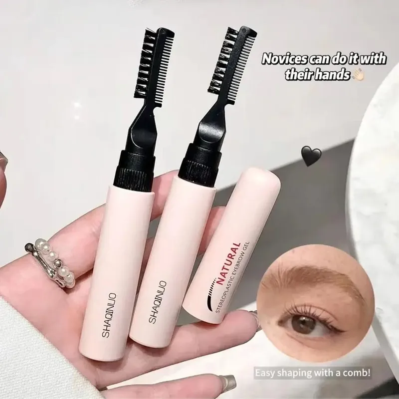Gel de sobrancelha de cabeça dupla, gel fixo líquido à prova d'água, à prova de suor, reparação de sobrancelhas, gel de maquiagem para sobrancelhas