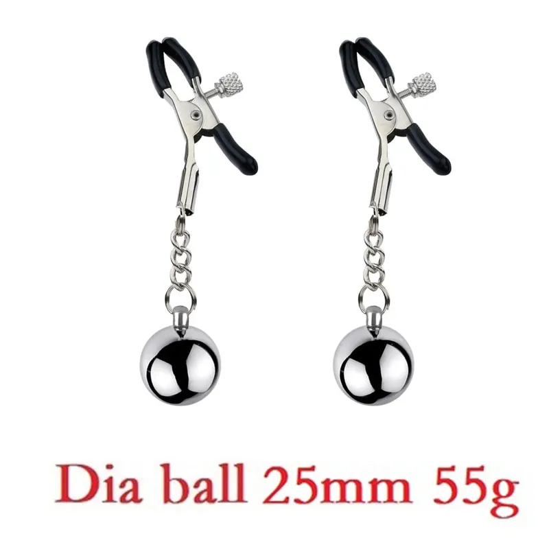 Clipes de braçadeira de mamilo pesado, estimulador de escravo de peso, clipes de metal com bola de peso, bondage, brinquedo sexual para mulheres