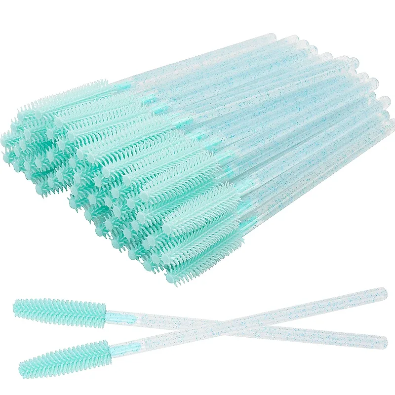 50 pçs silicone rímel varinhas aplicador pincéis de cílios descartáveis ​​pente beleza maquiagem escova para mulheres ferramentas de extensão de cílios