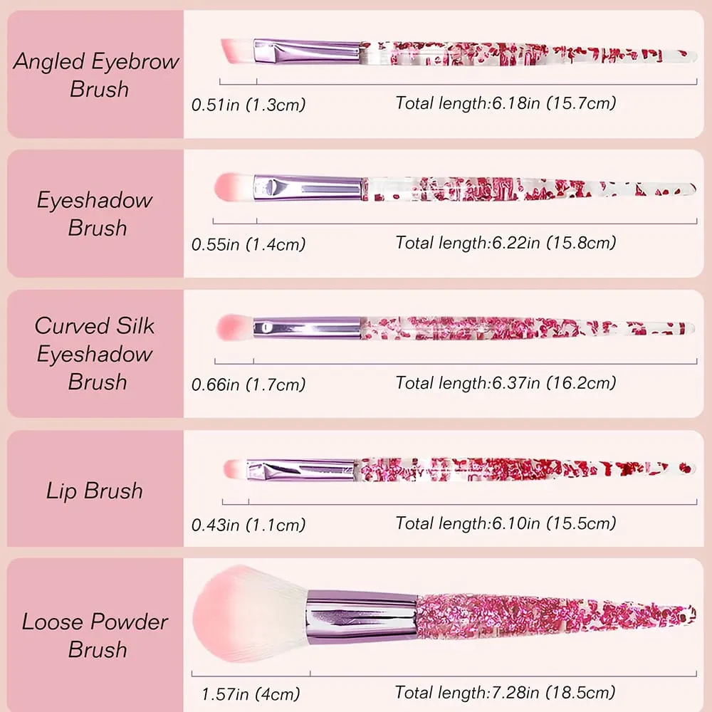 Conjunto de pincéis de maquiagem profissional 5 PCS compatível com sombra de sobrancelha - cerdas de nylon