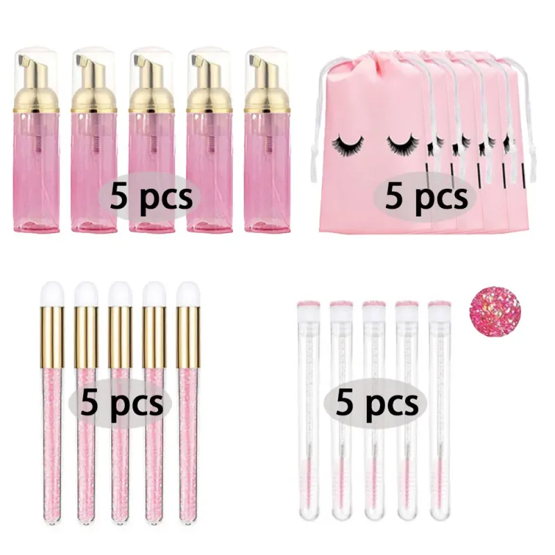 60ml recarregável vazio bomba de plástico garrafa lash extensão kit limpeza haste longa escova lash modelador poeira tubo eva saco armazenamento ferramentas