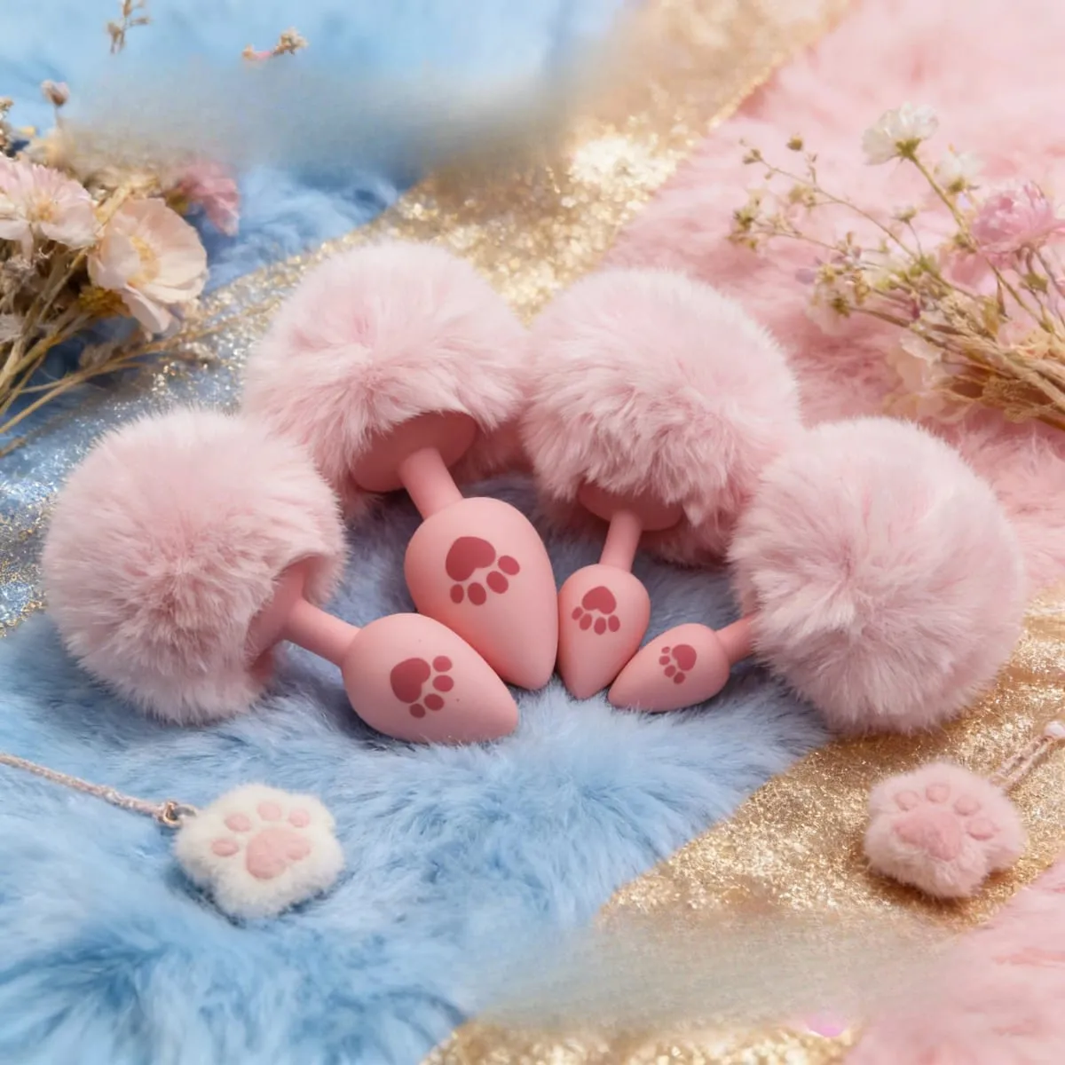 4 tamanhos bonito rosa gato pata impressão silicone anal plug macio cauda butt plug adulto jogo anal contas erótico cosplay brinquedos sexuais para mulher