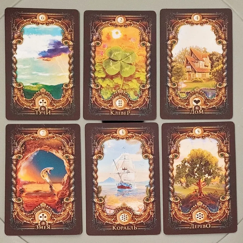 Espelho mágico Lenormand Um sistema de adivinhação de luxo com 40 cartas (36 peças de cartas Lenormand + 4 cartas extras) em idioma russo 9*6cm