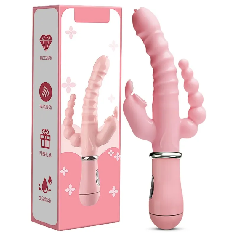 振動器強大 3 合 1 假陽具兔子振動器防水肛門陰蒂振動器性玩具女性情侶調情假陽具振動器