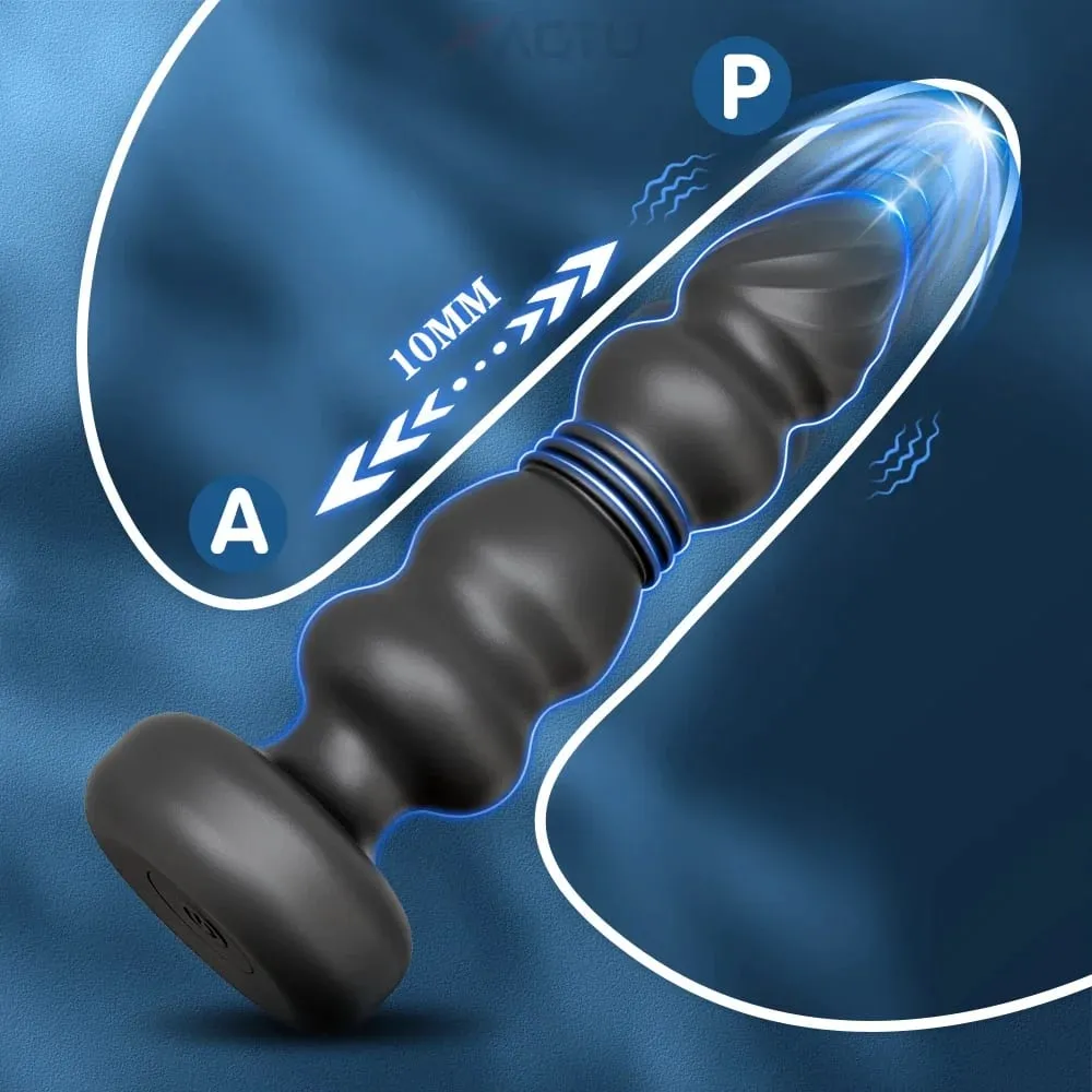 Empurrando Plugue Anal Vibrador Contas Anal Masculino Massageador de Próstata Telescópica Vibratória Butt Plug Estimulador Brinquedos Sexuais para Mulheres Homens