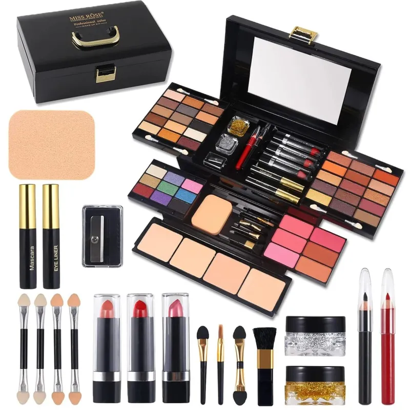 Paleta de maquiagem multifuncional pigmentada fosca brilhante sombra blush kit de contorno conjunto completo de cosméticos para iniciantes e maquiadores