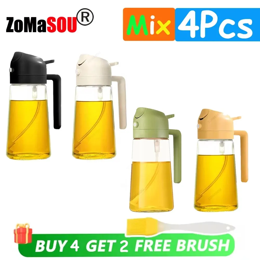 1-4pc 2-em-1 pulverizador pourer óleo garrafa vazia recipiente de óleo de plástico dispensador vaporizador cozinha churrasco acampamento utensílios de cozinha