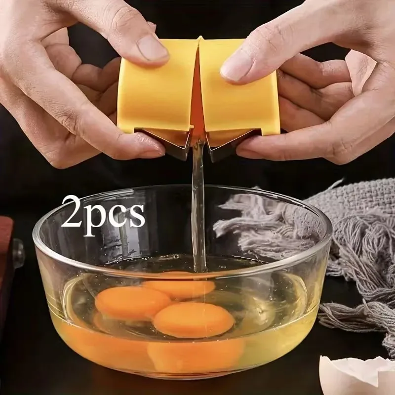 Separador e descascador de ovos, 2 peças, manual rápido e fácil, com lâminas, base antiderrapante, design compacto para cozinhar em casa