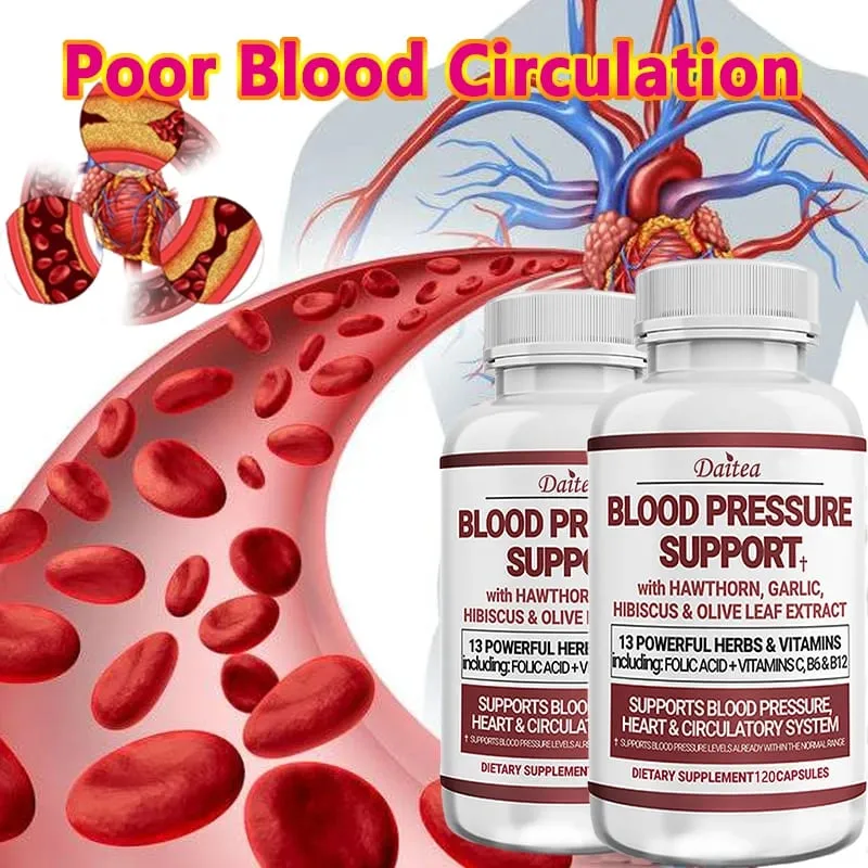 Blood Pressure Support Supplement - Heart Cholesterol Cardio - 13 Vitamins with Vitamins C B6 & B12 Hawthorn & Olive Leaf