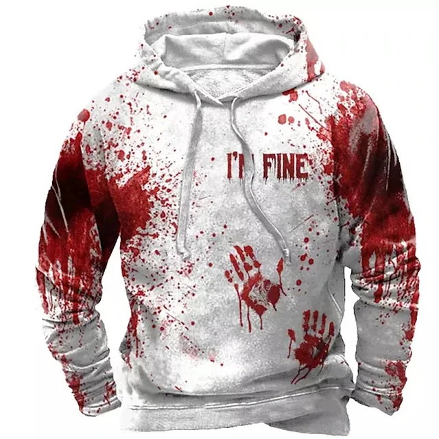 Halloween sangue impresso hoodies carta pattern3d impressão com capuz pulôver moletom moda hoodie streetwear manga longa topos