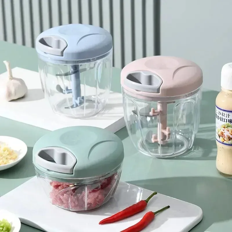 Triturador de cebola vegetal cortador cozinha acessórios cozinha 500/900ml manual picador carne alho chopper girar alho