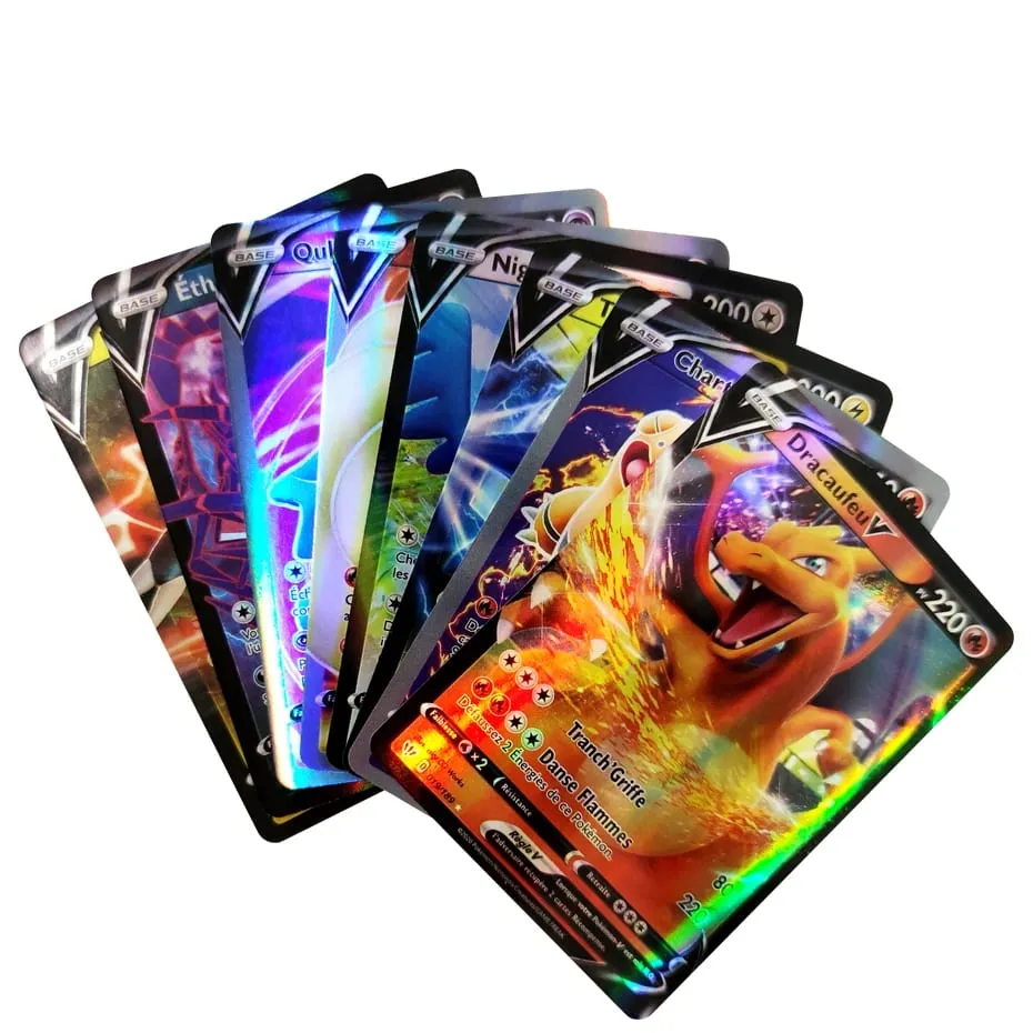 Versão francesa pokemon cartões vmax v ex gx mega carte coleção batalha treinador brinquedos de natal das crianças presente