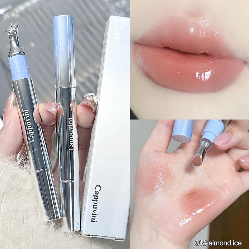 Espelho aguado essência brilho labial de longa duração não-pegajoso plumping batom líquido geléia lábio esmalte maquiagem hidratante lábios matiz