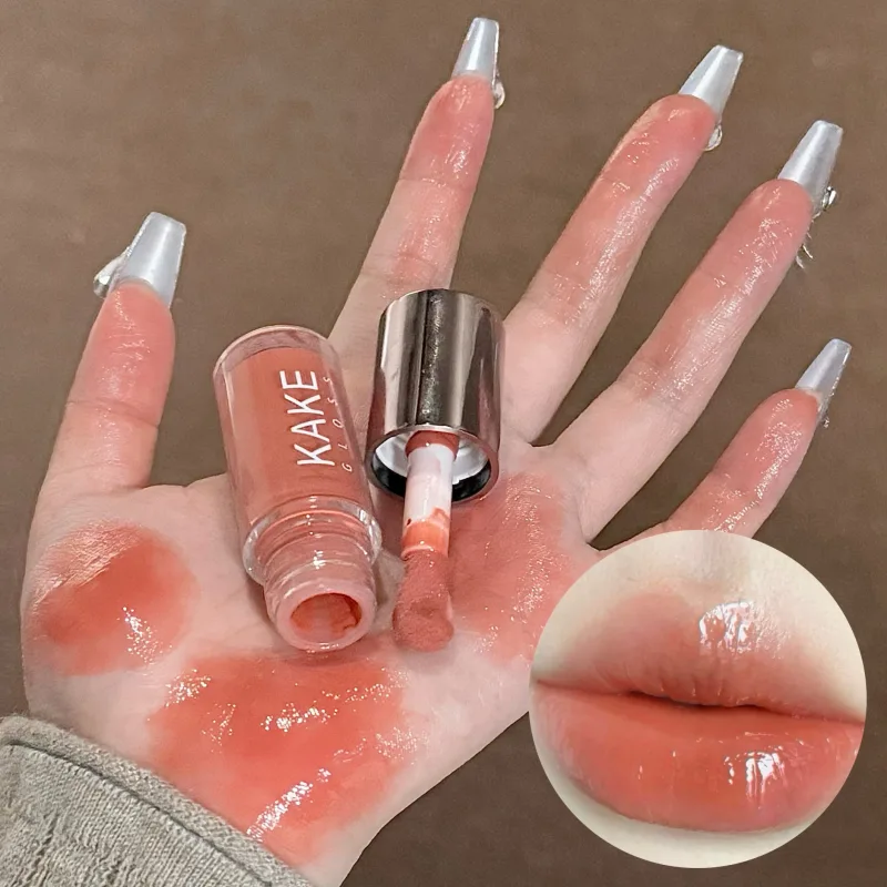 Batom líquido espelhado, hidratante, gelatina marrom, luz labial, brilho labial sexy, longa duração, nude, maquiagem, cosméticos