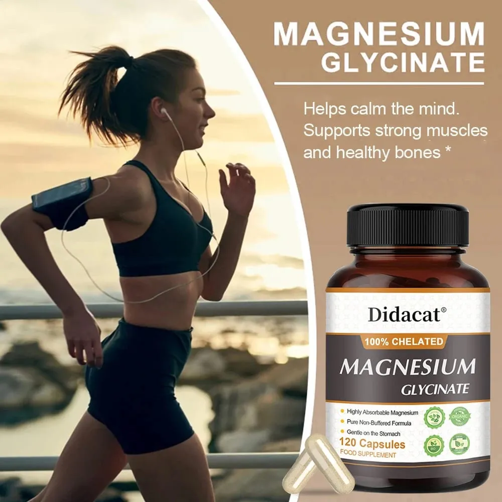 Magnésio Glicina 500mg - Apoia a Função Muscular Melhora a Qualidade do Sono Apoia a Saúde Cardiovascular e Metabólica