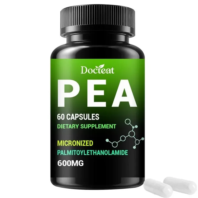 Docteat PEA 600mg Cápsulas Palmitoiletanolamida Micronizada Suporta Equilíbrio Composto Manutenção Conforto e Facilidade 60 Cápsulas