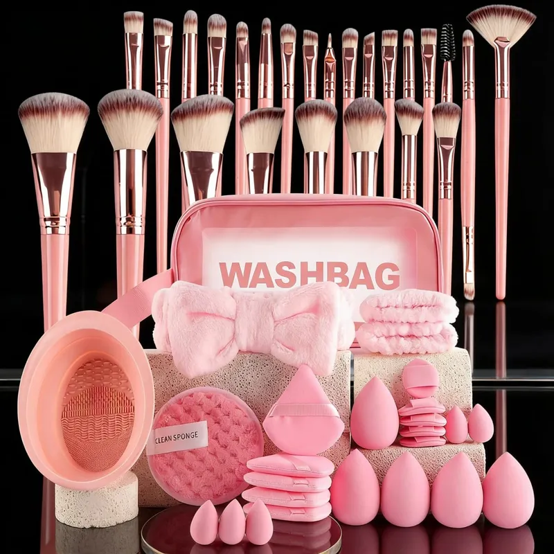Conjunto de pincéis cosméticos profissionais 13/53pcs para pele mista com pincéis macios, perfeito para iniciantes e maquiadores