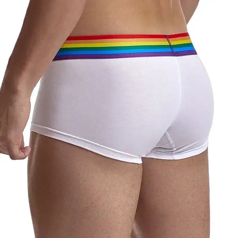 قوس قزح حزام رجل السروال boxershort القطن الرجال الملاكمين الذكور ملابس داخلية جيدة التهوية الرجال سراويل لينة سراويل داخلية للرجال أسود أبيض